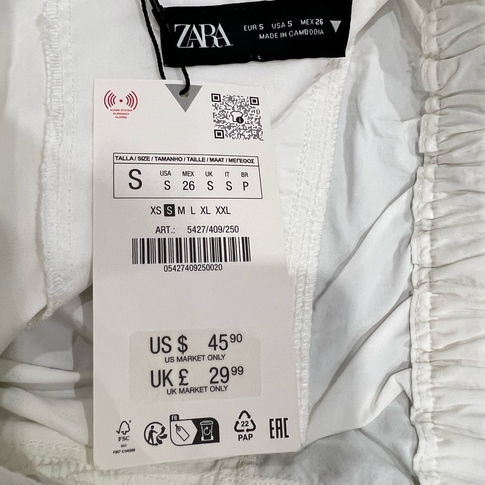 ZARA NWT white lightweight women’s pants. Size small. Adjustable side ties - Picture 6 of 8